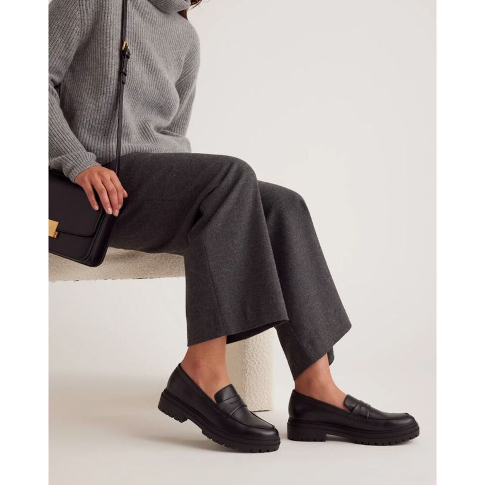 Quince Black Leather Chunky Loafers